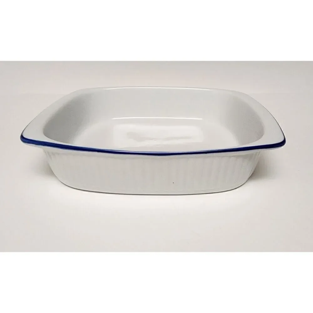 BIA Blanc De Table/Corningware Vintage Casserole Dish W/ Cobalt Blue Trim 9PCS